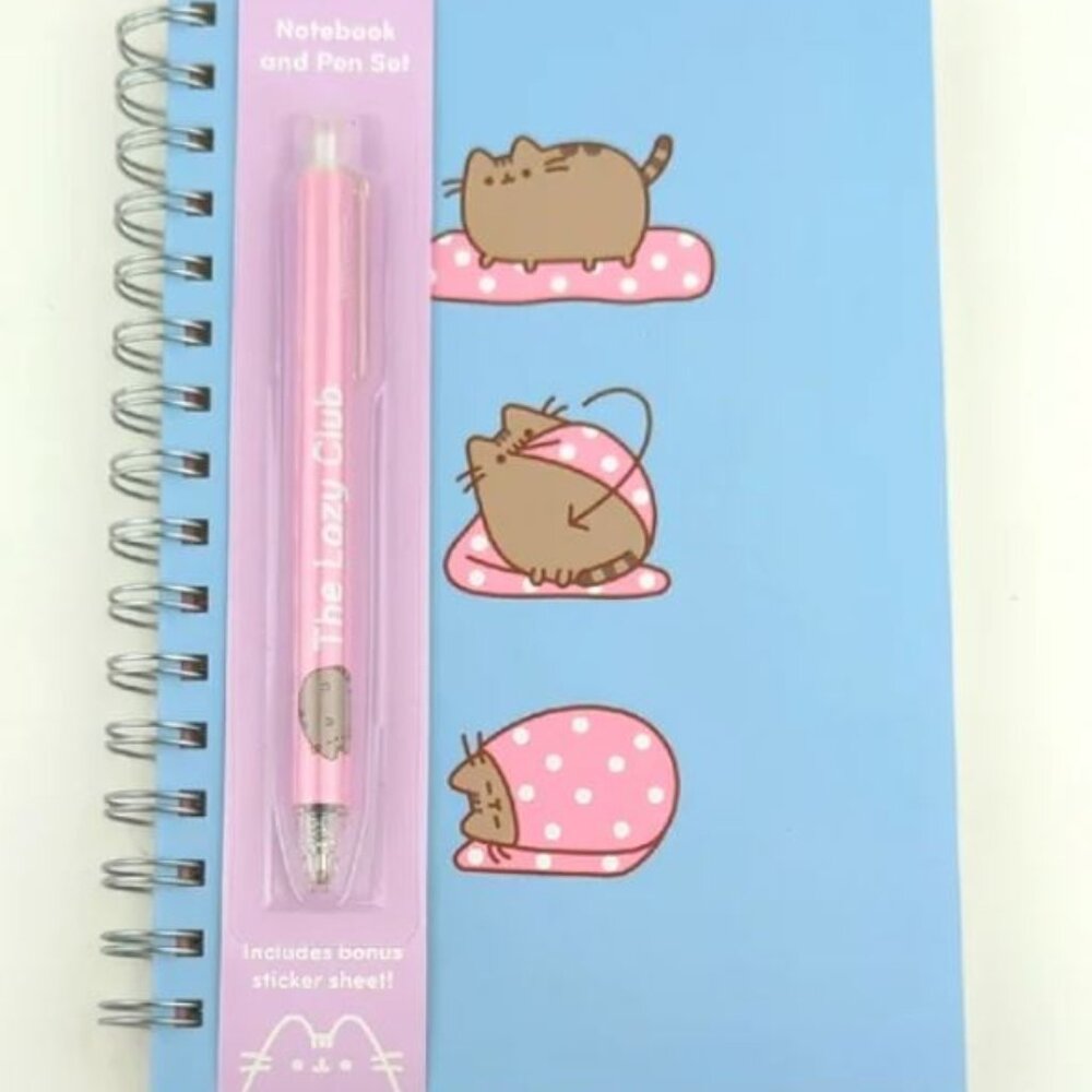 NWT PUSHEEN Spiral Hardcover Notebook with Pen and Stickers